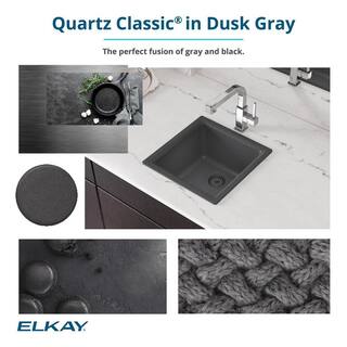 Elkay Quartz Classic Dusk Gray Quartz 33 in. Equal Double Bowl Undermount Kitchen Sink with Aqua Divide ELGDULB3322GY0