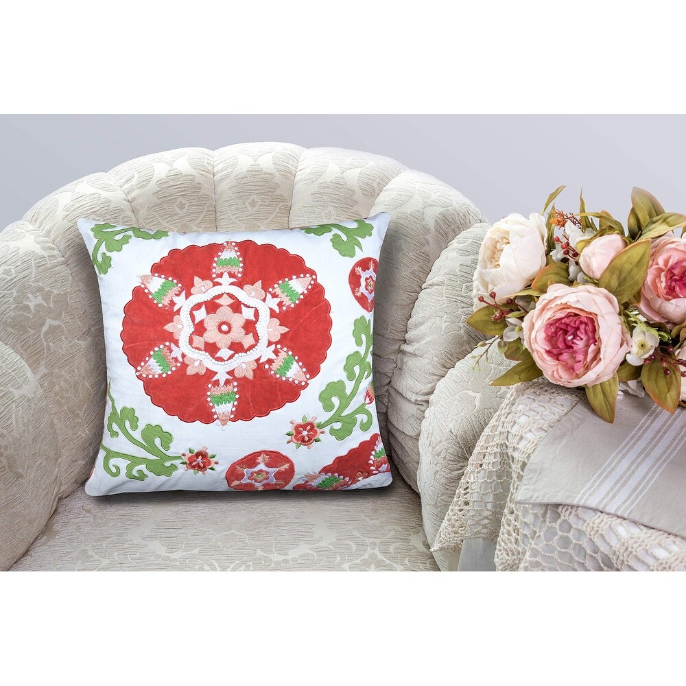 A1HC 100% Cotton Hand Crafted Embroidered Throw Pillow Cover with Insert Pack of 2  for Couch Sofa Bedroom Living Room  20\