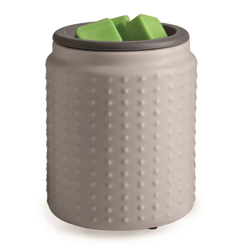 Hobnail Soft Gray Matte Flip Dish Wax Fragrance Warmer