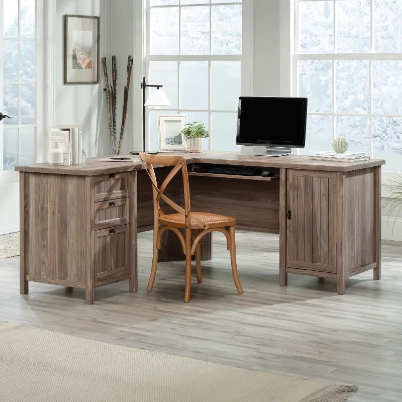 Costa Walnut L-Shaped Desk