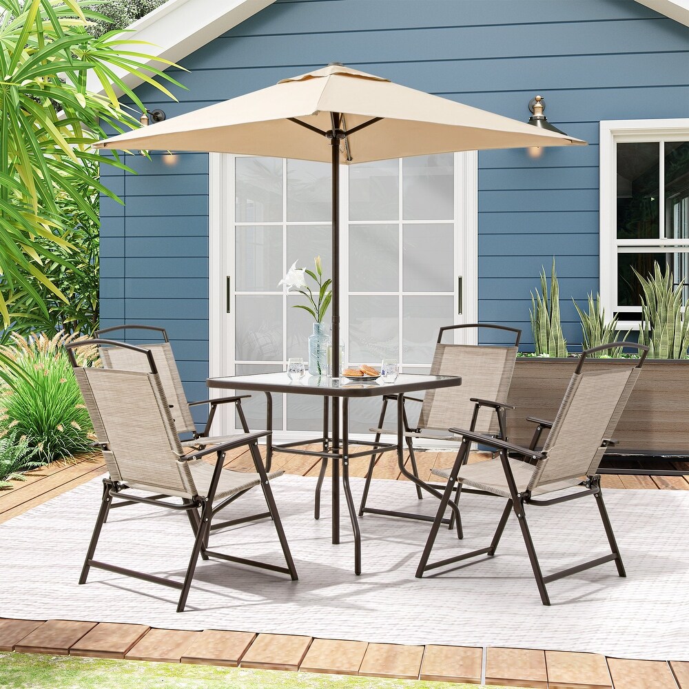 Pellebant Outdoor Dining Table with Umbrella Hole   See the Picture Images