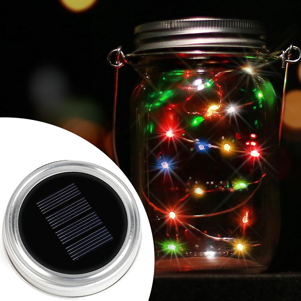 Led Fairy Light Solar Mason Jar Lid Lights Color Changing Garden Decor