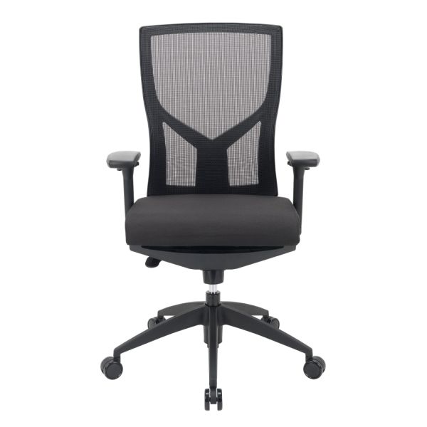 WorkPro Oceanic Mesh/Fabric Ergonomic High-Back Executive Chair， Black， BIFMA Certified