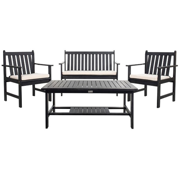 Burbank 4 Piece Patio Outdoor Conversation Set Safavieh