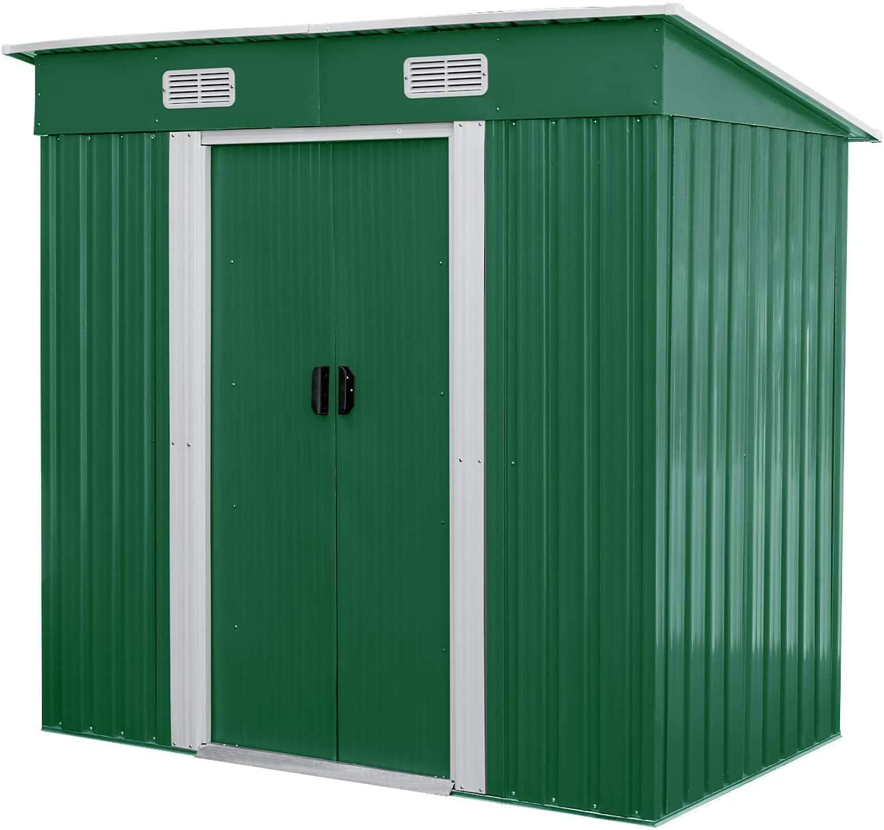 HOMFY 3.5 X 6 FT Steel Outdoor Storage Shed with Lockable Door for Garden Patio Backyard, Green