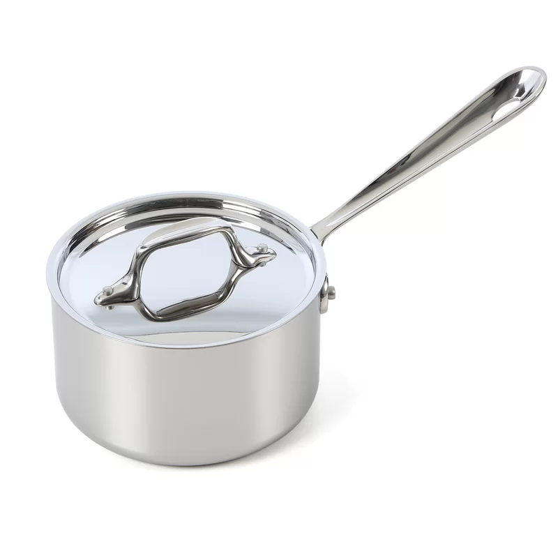 All-Clad 4202 Stainless Steel Sauce Pan with Lid Cookware， 2-Quart， Silver