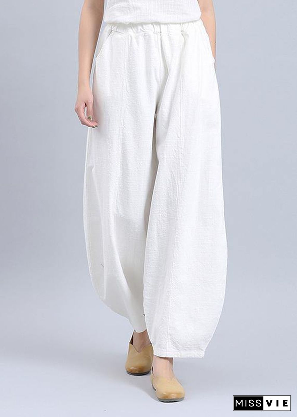 Women's summer casual pants loose large size retro cotton and linen wide legs harem pants tide