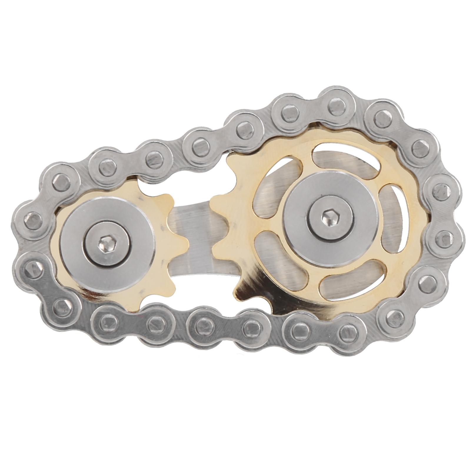 Stainless Steel Sprockets Gyroscope Finger Toy Gear Chain Decompression Toys Gold Plating