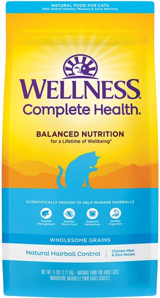 Wellness Natural Hairball Control Chicken Meal and Rice Recipe Dry Cat Food