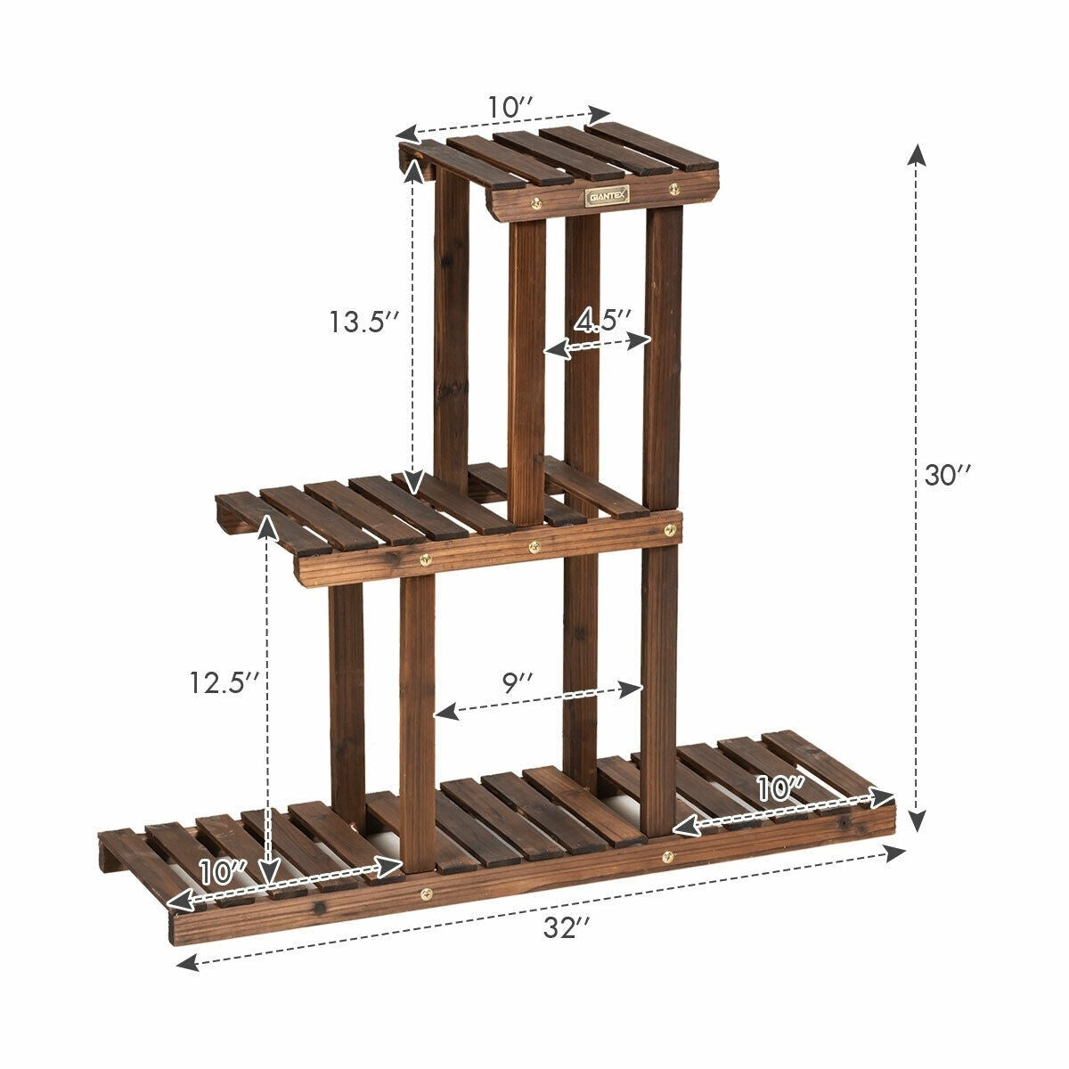 3 Tier Indoor Outdoor Wooden Plant Stand Vertical Display Shelf