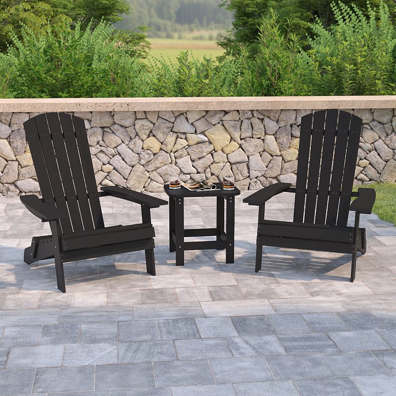 Flash Furniture Charlestown Folding All-Weather Adirondack Chair and End Table 3-piece Set