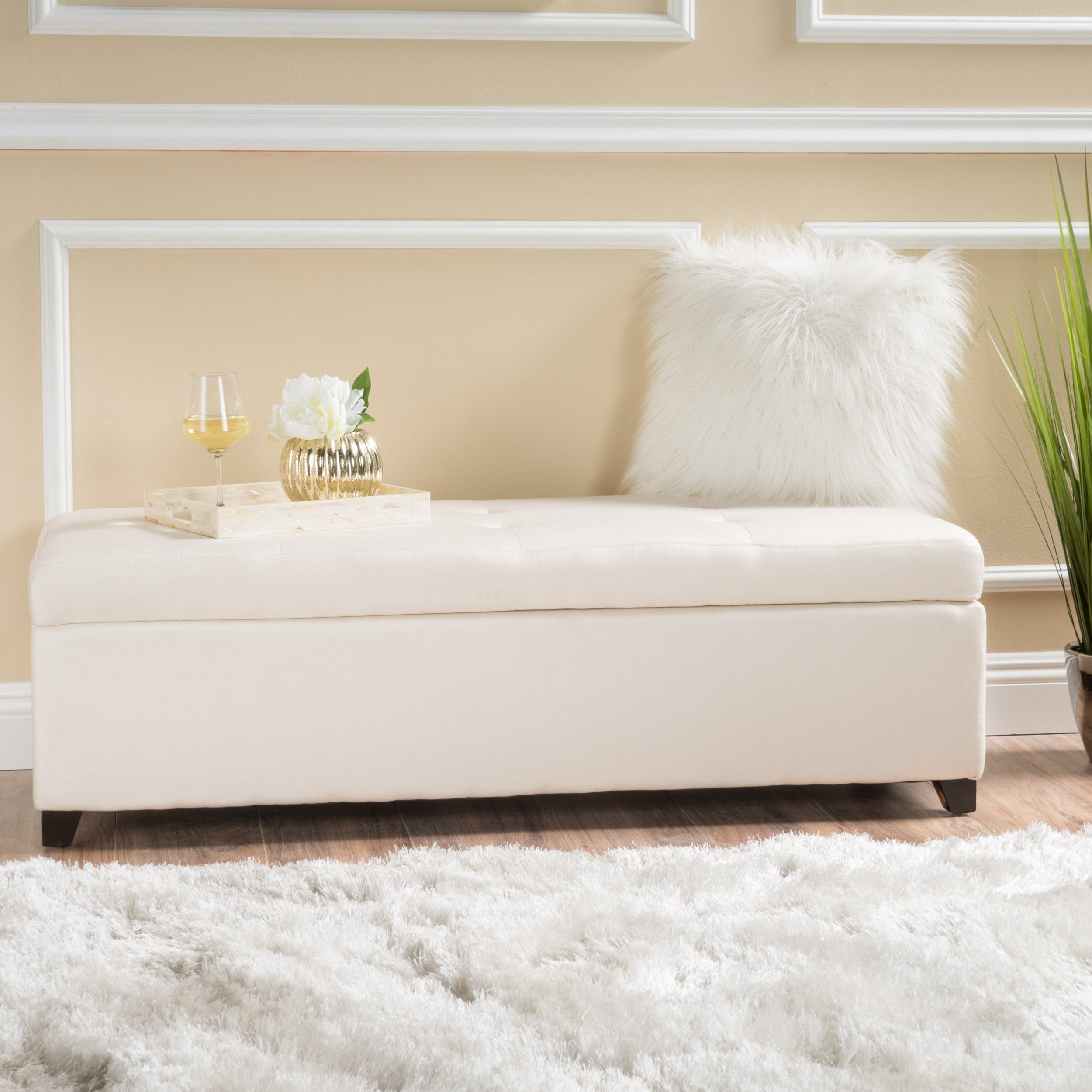 Bajia Contemporary Tufted Fabric Storage Ottoman Bench