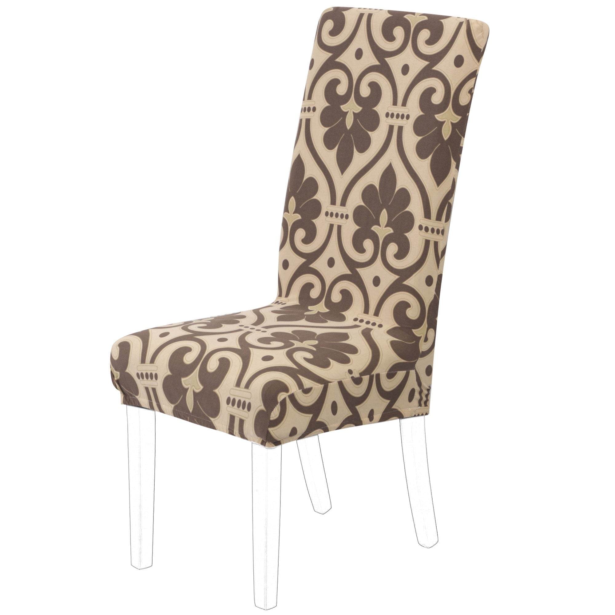 Unique Bargains Stretch Polyester Dining Room Chair Covers Set of 2, Brown