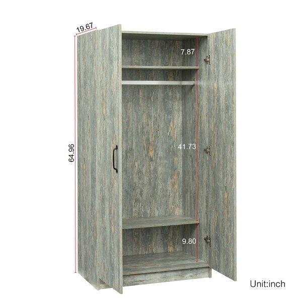 Global Pronex High wardrobe and kitchen cabinet with 2 doors，Grey - - 35665018