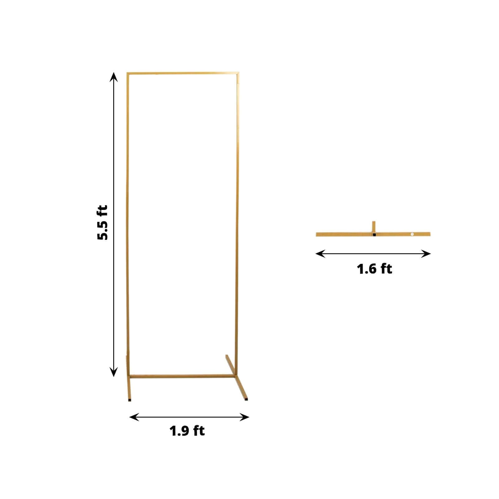 Gold Metal Frame Wedding Arch, Rectangular Backdrop Stand, Floral Display Frame 5.5ft