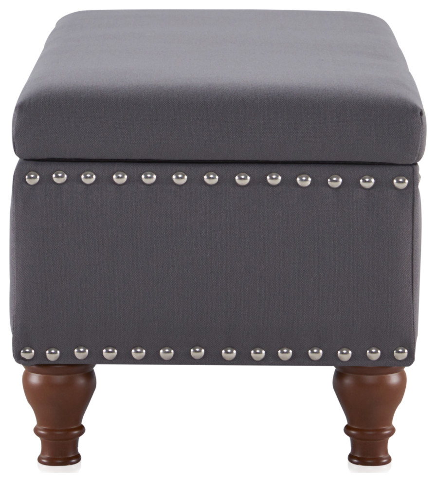 Quincy 35 quotStorage Ottoman Bench With Bun Legs   Traditional   Footstools And Ottomans   by OneBigOutlet  Houzz