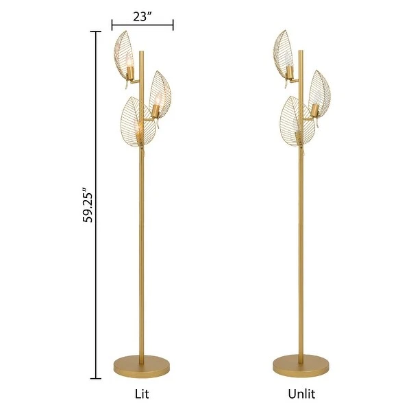 James River of Goods Gold Metal Three Leaf Shade 59.25-Inch Floor Lamp - 23