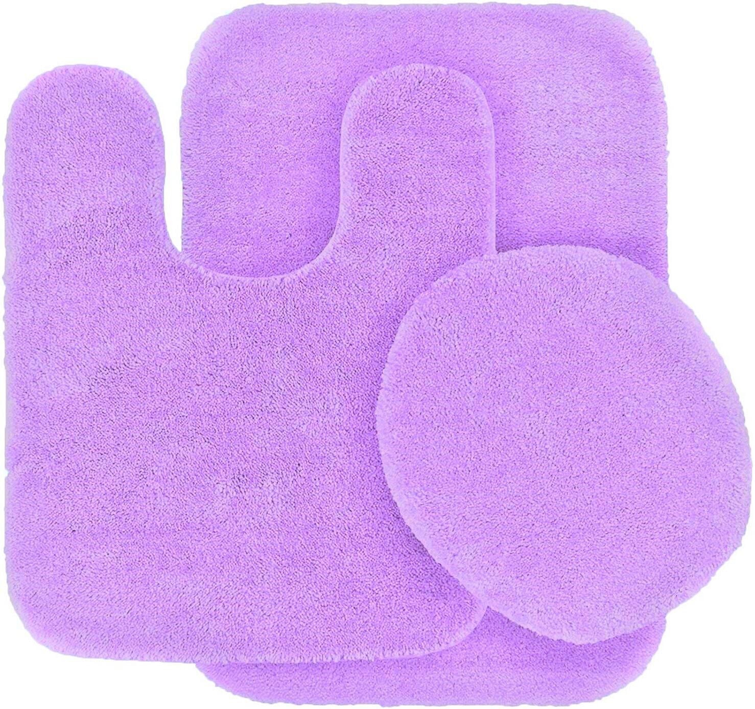 Complete bathroom set rug mat lid cover with 4 piece ceramic accessories #6 lilac plain color