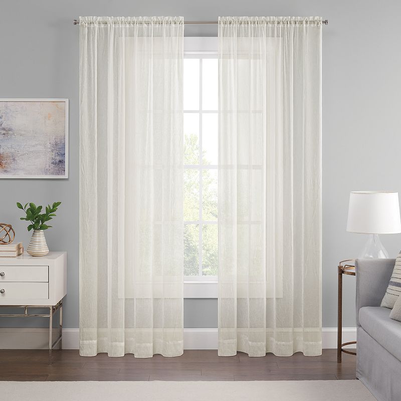 eclipse Emina Crushed Sheer Voile Rod Pocket Window Curtain Panel