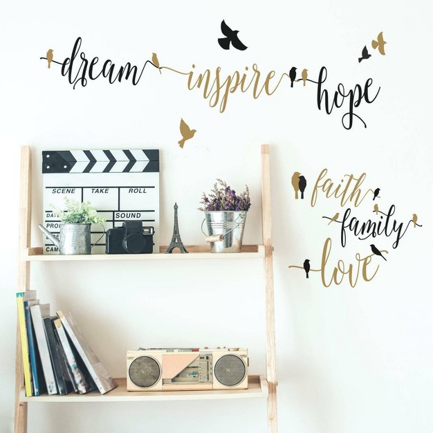 Inspirational Words With Birds Peel And Stick Wall Decal Roommates