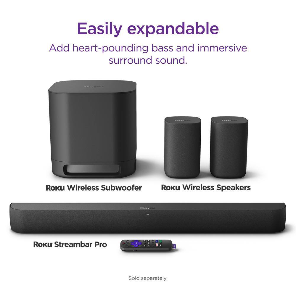 Roku Streambar Pro 2-In-1 Soundbar and Media Streaming Device in Black 9101R2