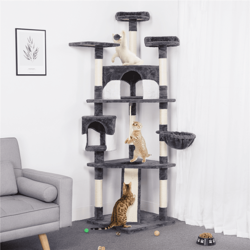 Yaheetech 79''Large Cat Tree Tower Condo Scratching Post Pet Play House