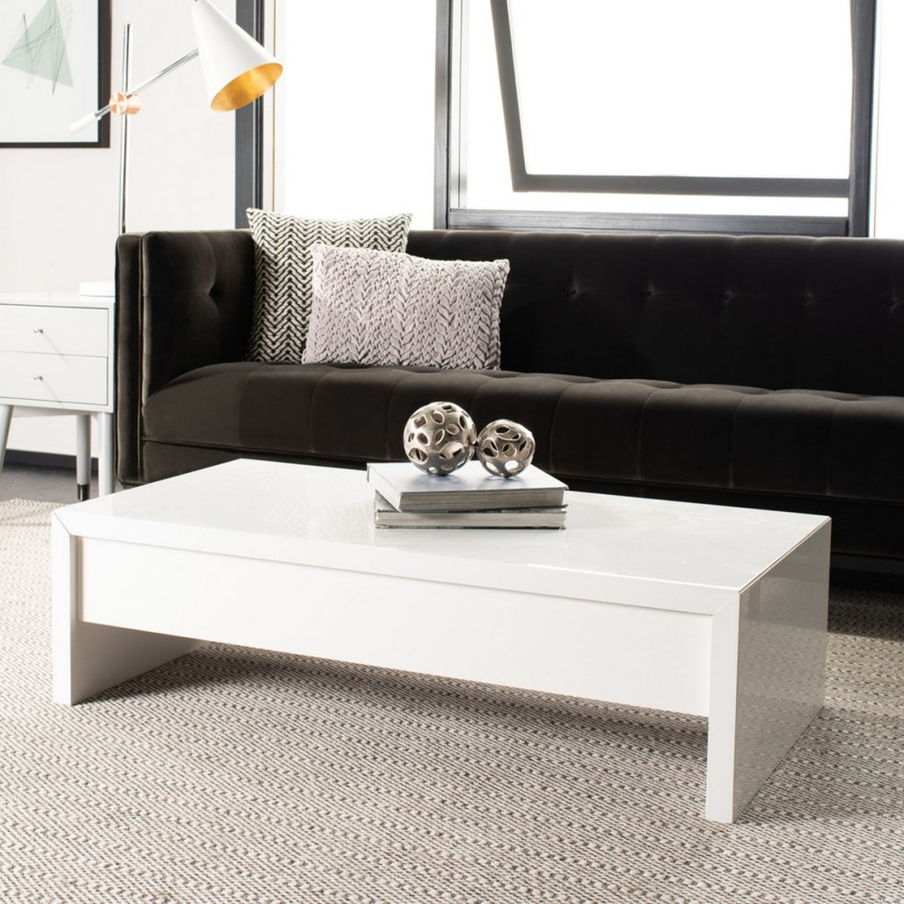 Leann Lift   Top Coffee Table White/ Chrome   Contemporary   Coffee Tables   by AED Luxury Home Decor  Houzz