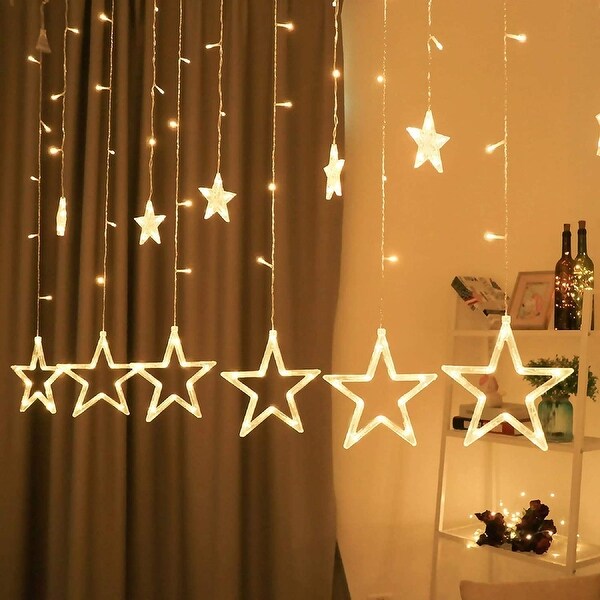 12 Stars 138 LED Star Curtain Lights - Yellow Shopping - The Best Deals on String Lights | 39295427