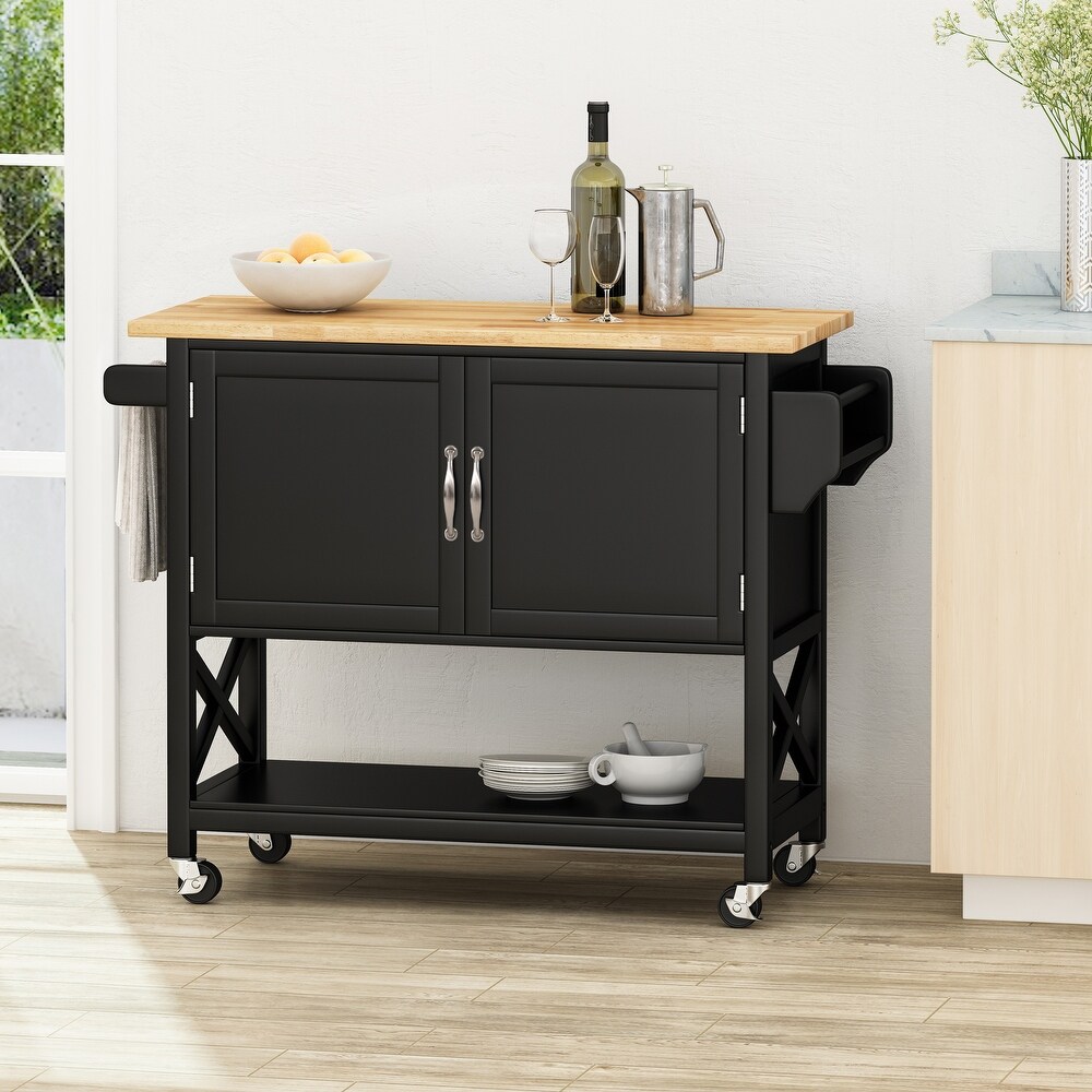 Finzer Farmhouse Kitchen Cart with Wheels by Christopher Knight Home   43.12\