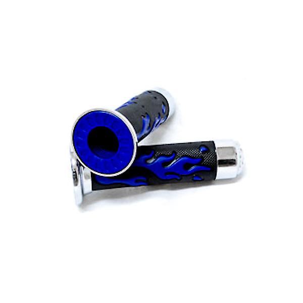 ATV / PWC Chrome Skull Hand Grips Blue Flame Grip Compatible with Polaris Saw Tooth