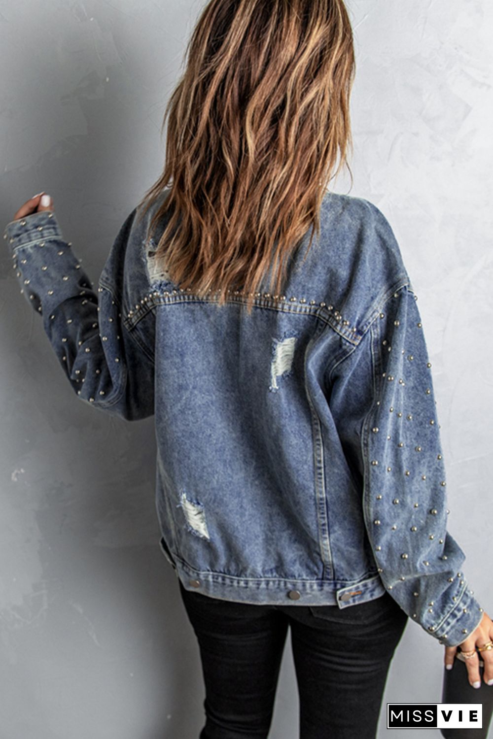 Rivet Pocket Button-up Denim Jacket