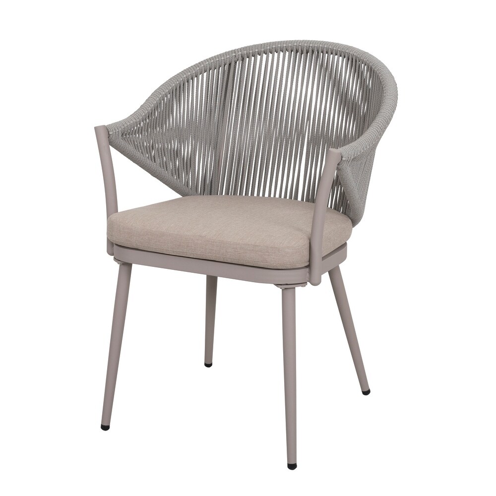 Aluminum Woven Rope Dining Chairs with Cushions (Set of 2)