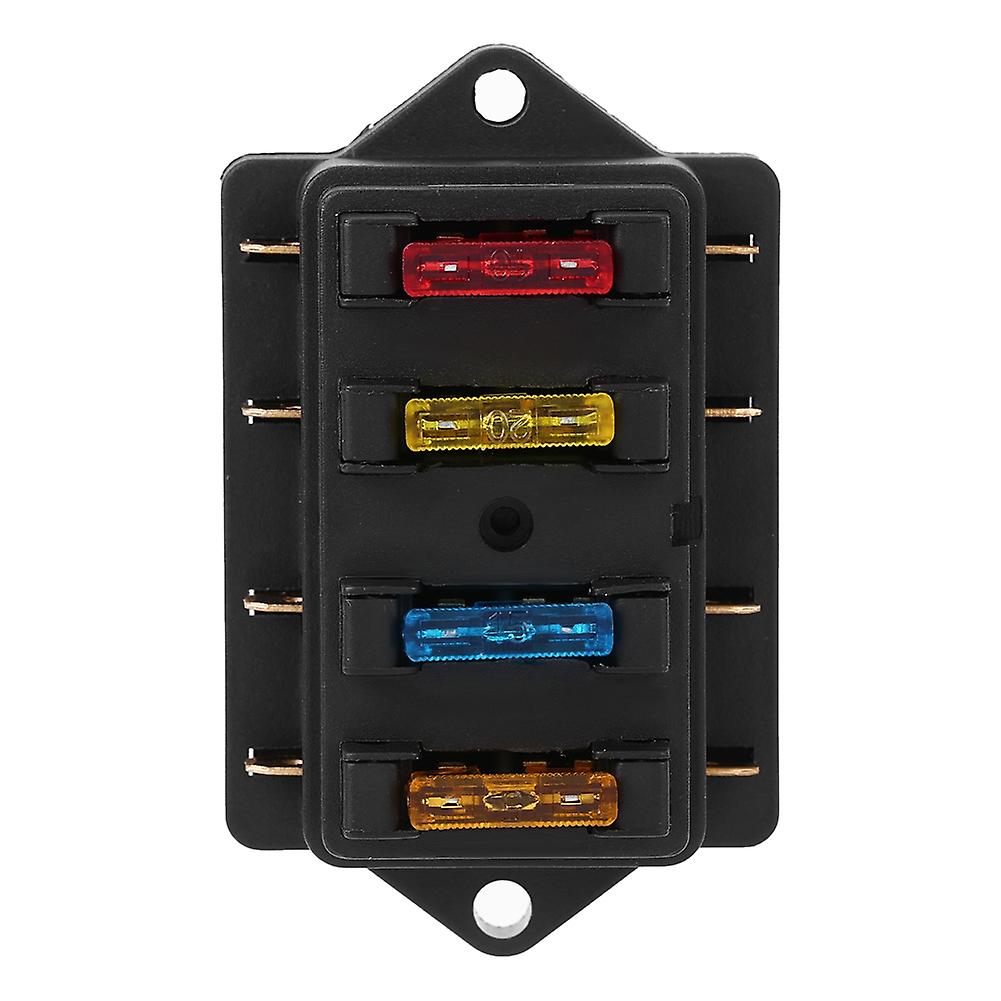 12-24v Car 4 Way Circuit Standard Blade Fuse Box Block Holder With 5a+10a+15a+20a Fuse