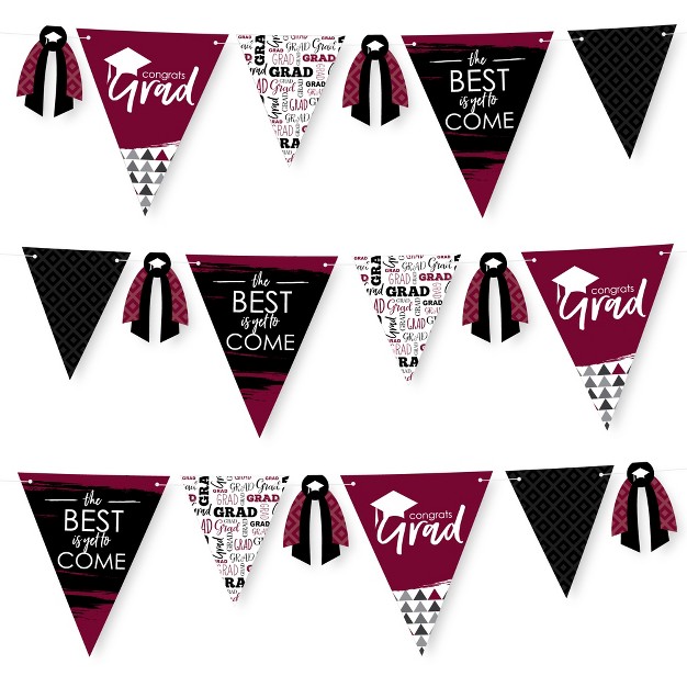 Big Dot Of Happiness 30 Piece Maroon Graduation Party Pennant Triangle Banner