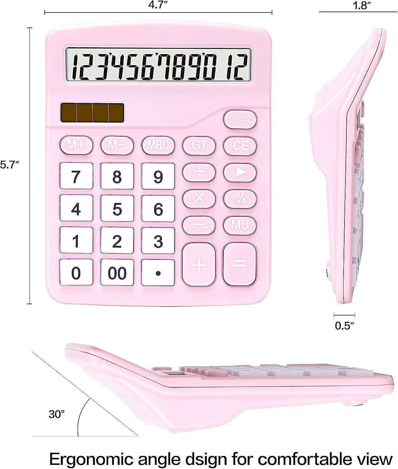 Calculator， Standard Function Desktop Calculators With 12 Digit Large Lcd Display And Sensitive Button， Solar Battery Dual， Business Gift Office Calcu