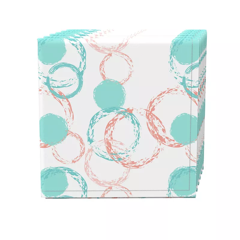 Napkin Set of 4， 100% Cotton， 20x20， Brush Circles