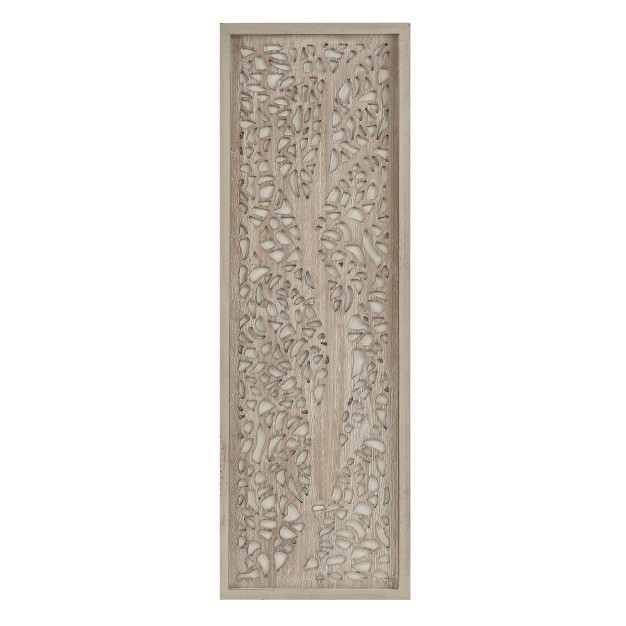 Laurel Branches Carved Wood Wall Decor Panel Natural Madison Park