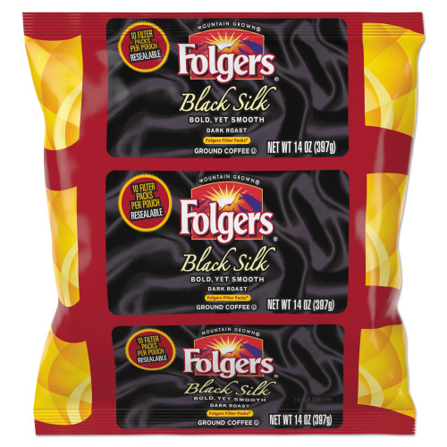 Folgers Coffee Filter Packs， Black Silk， 1.4 oz Pack， 40Packs/Carton (00016)