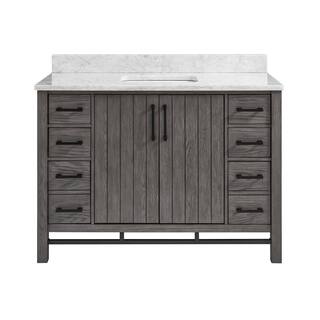 Home Decorators Collection Stanbury 48 in. W x 22 in. D Vanity in Cashmere with Carrara Marble Vanity Top with White Sink 1459VA48-247900