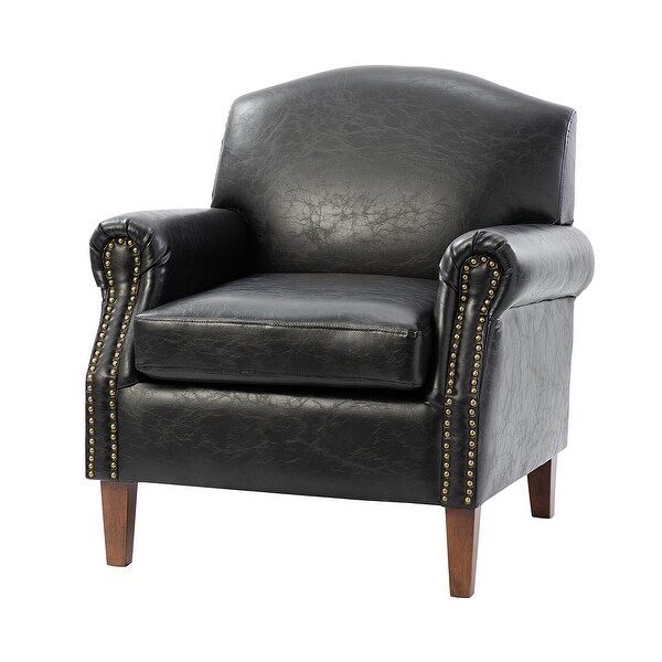 Giampiero Transitional Faux Leather Arm Chair with Nailhead Trim by HULALA HOME