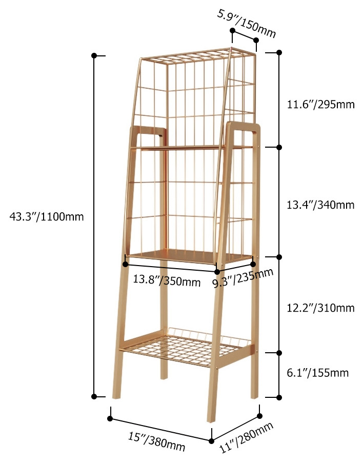 Industrial Gold Bookshelf with 3 Tier Basket Office Bookcase   Contemporary   Bookcases   by Homary International Limited  Houzz