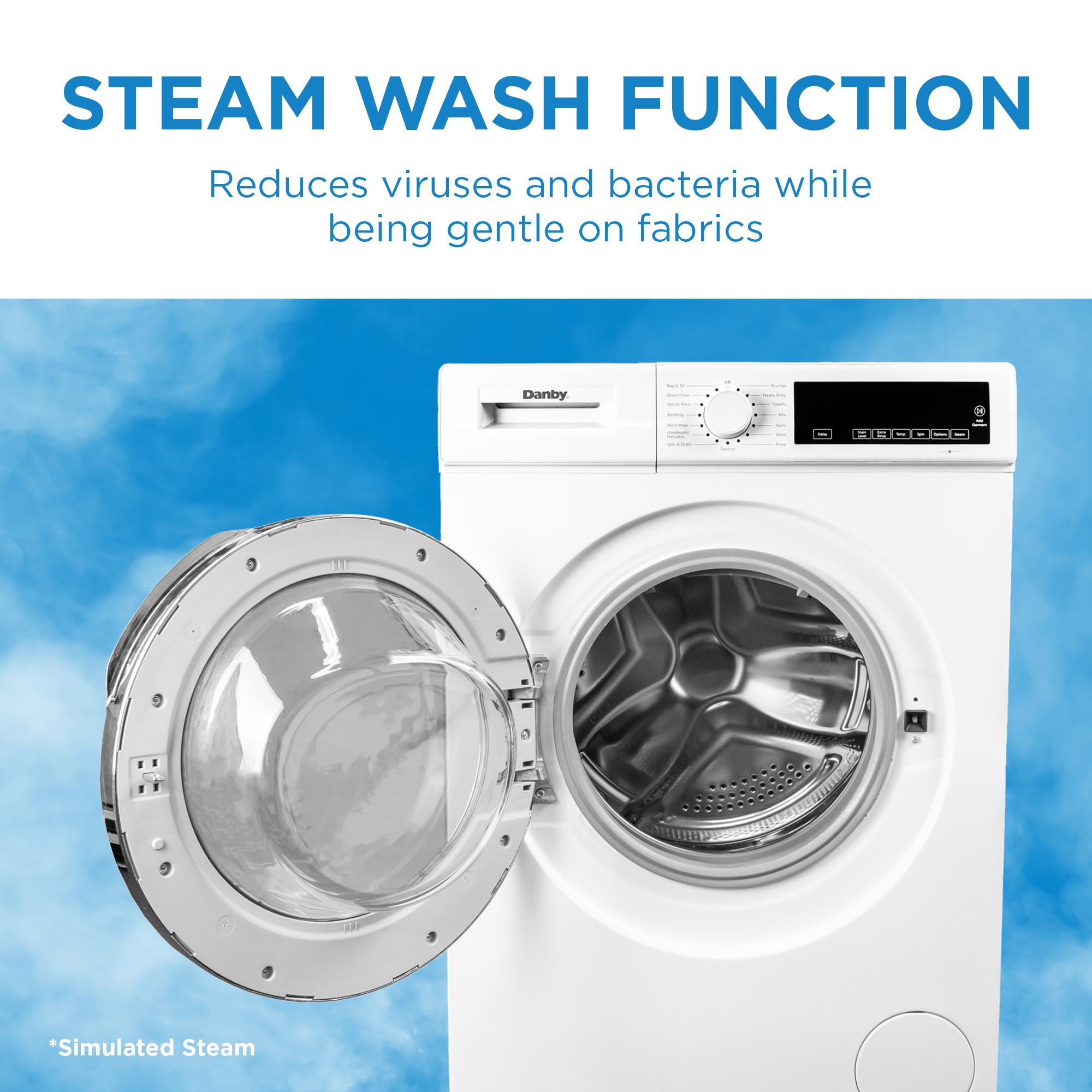 Danby DWM022D3WDB Danby 24-Inch, 2.2 Cu Ft. Stackable Front Load Washer With Steam In White