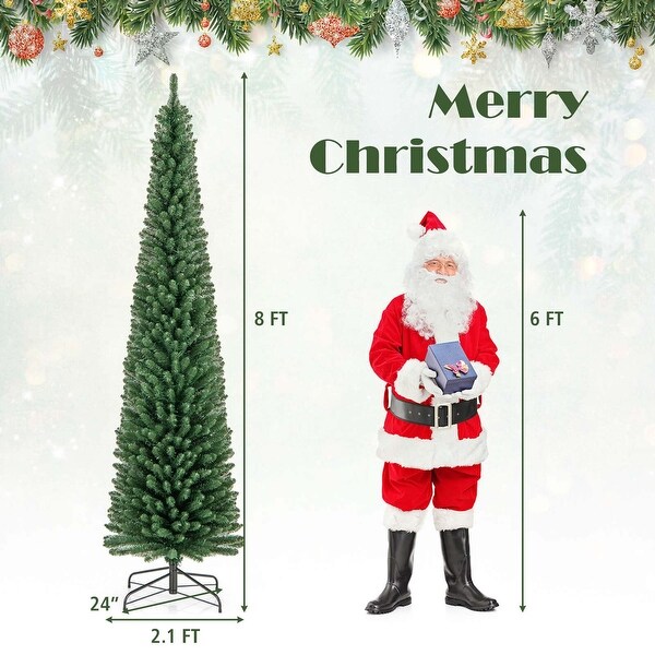 Costway 5/6/7/8 FT Pencil Christmas Tree with 295/392/523/671 Memory