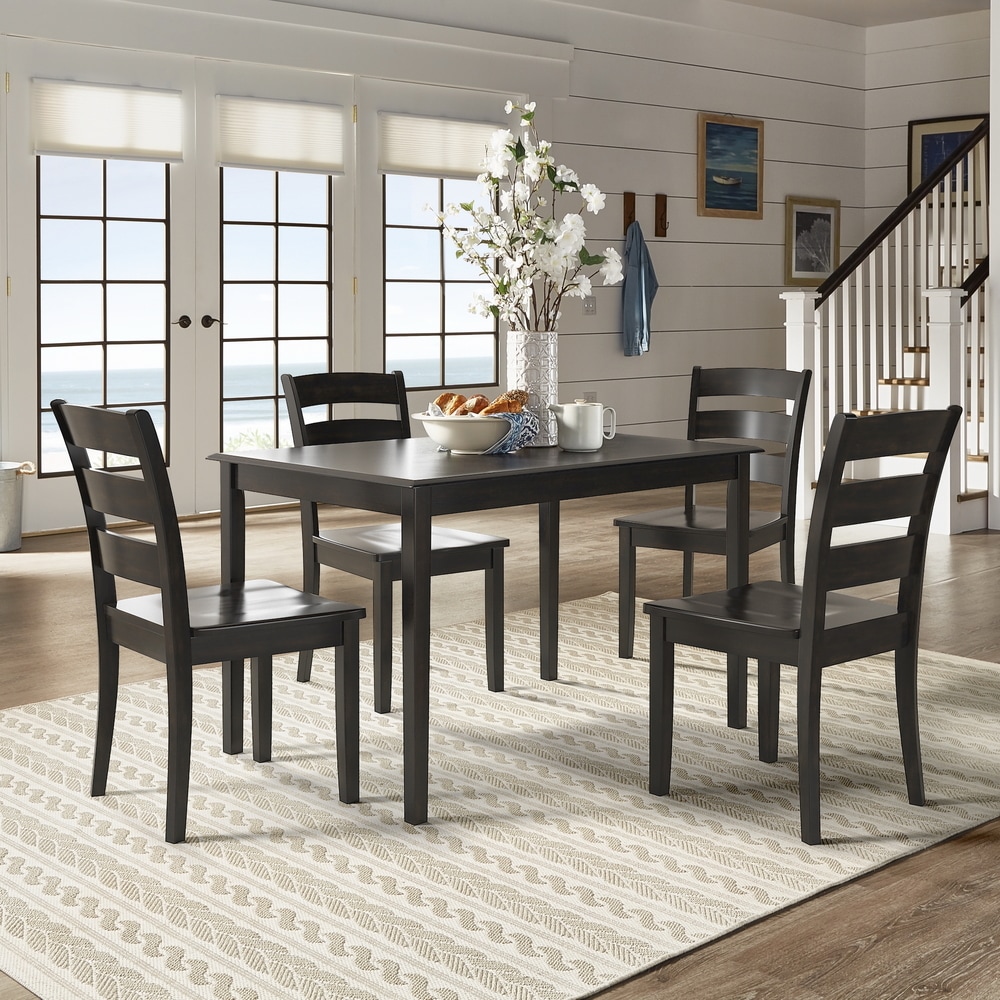 Wilmington II 48 Inch Rectangular Antique Black 5 Piece Dining Set by iNSPIRE Q Classic