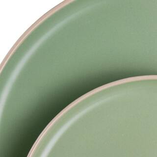 GIBSON elite Serenade 16-Piece Green Round Stoneware Dinnerware Set 985114545M