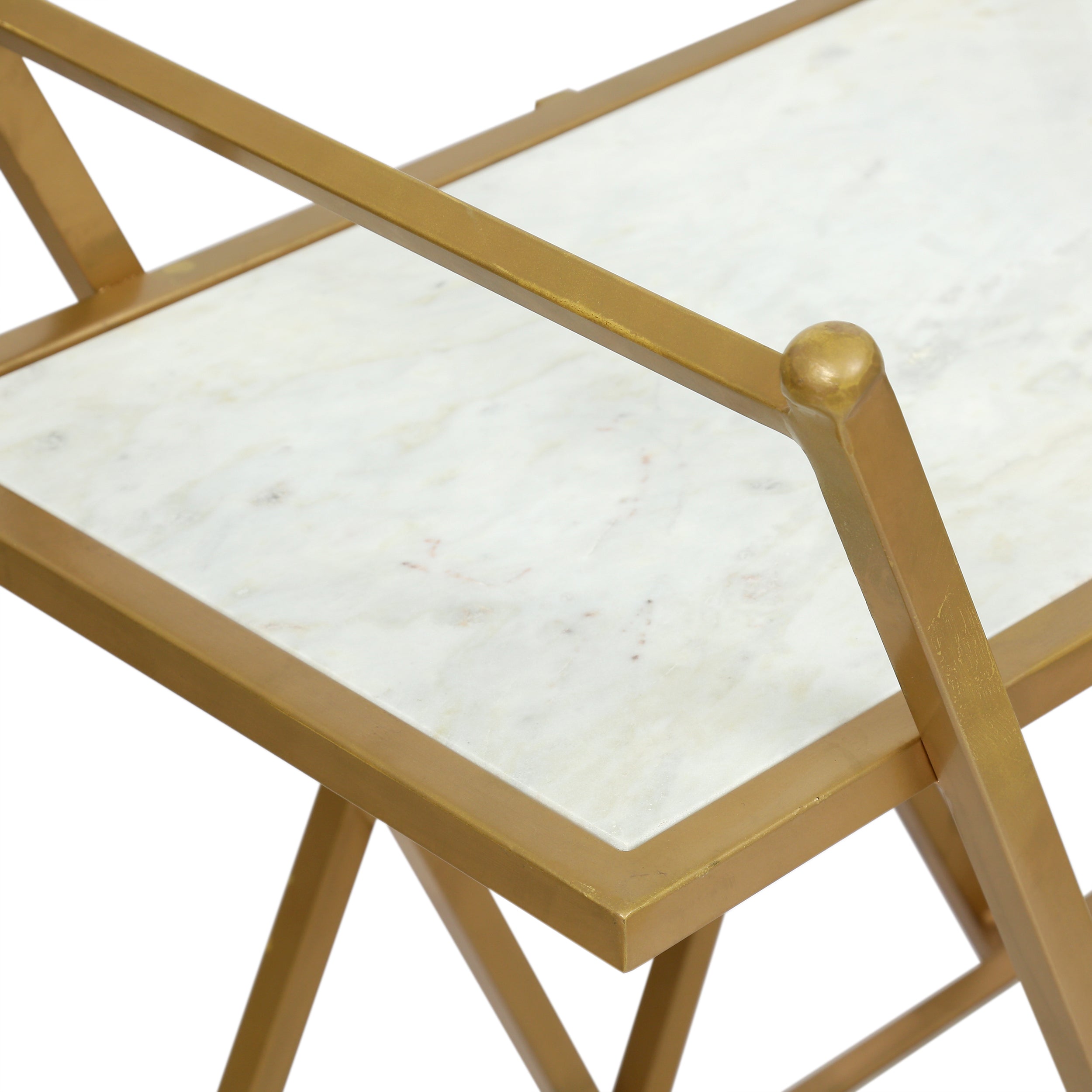 Adair Handcrafted Modern Glam Marble Bar Cart