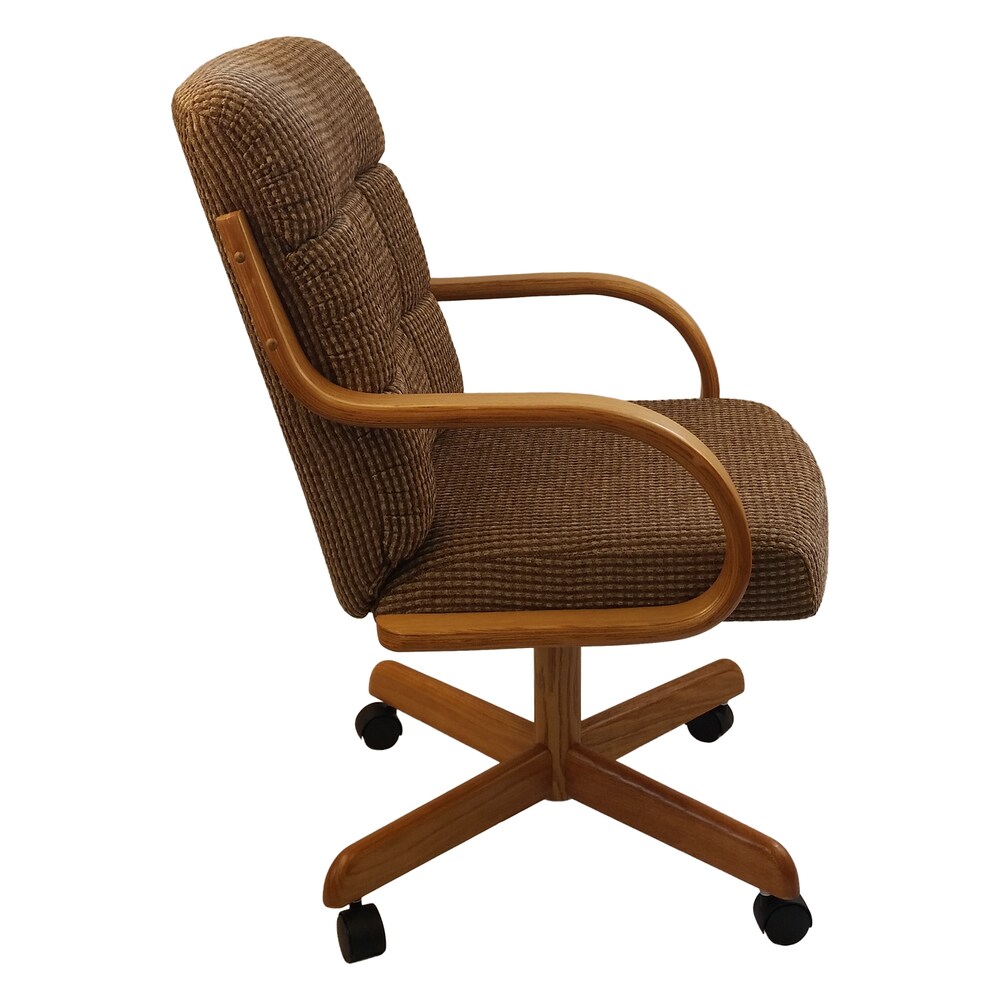 Caster Chair Company C118 Arlington Swivel Tilt Caster Arm Chair Caramel Tweed Fabric