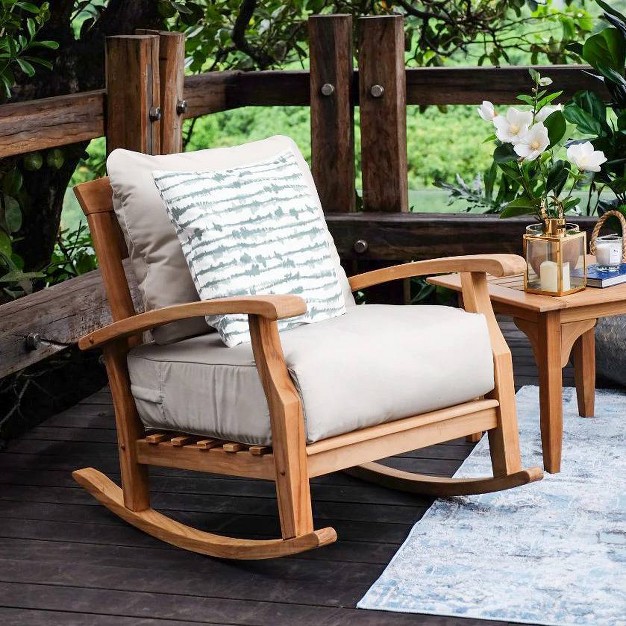 Caterina Teak Patio Rocking Chair With Cushion Cambridge Casual