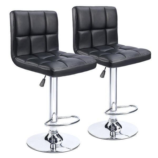 GTU Furniture Counter Height Modern Square PU Leather Adjustable Swivel Bar Stools (Set of 2)