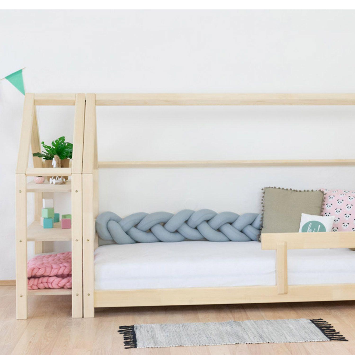 House bed with shelf 90 x 160 natural and white